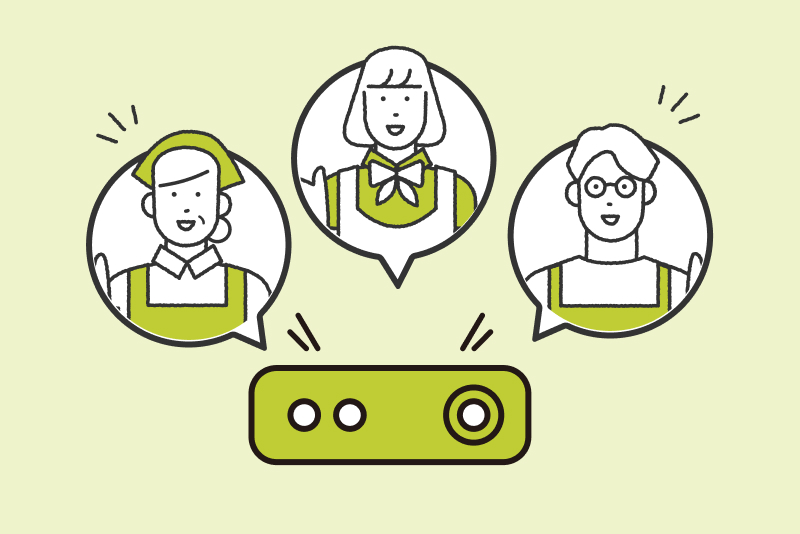 シーンに合わせたプロの音声を様々なパターンから選べる